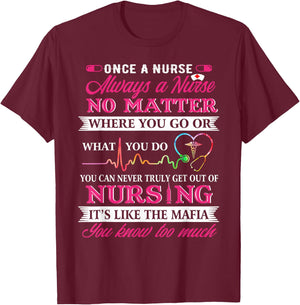 Once A Nurse Always A Nurse - Nurse Day Shirt T-Shirt - T-Shirt | Maroon