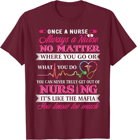Once A Nurse Always A Nurse - Nurse Day Shirt T-Shirt - T-Shirt | Maroon