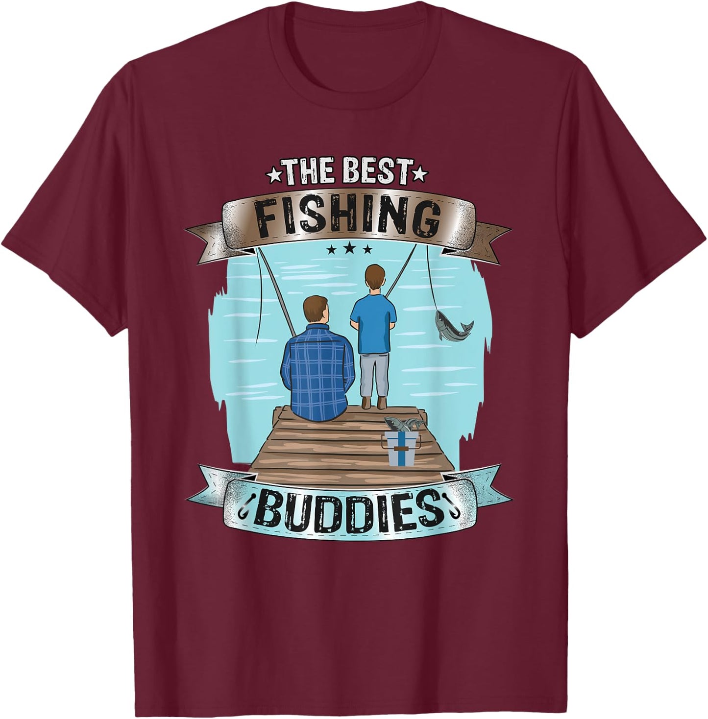 "The Best Fishing Buddies" fishing dad and son | fishing T-Shirt - T-Shirt | Maroon
