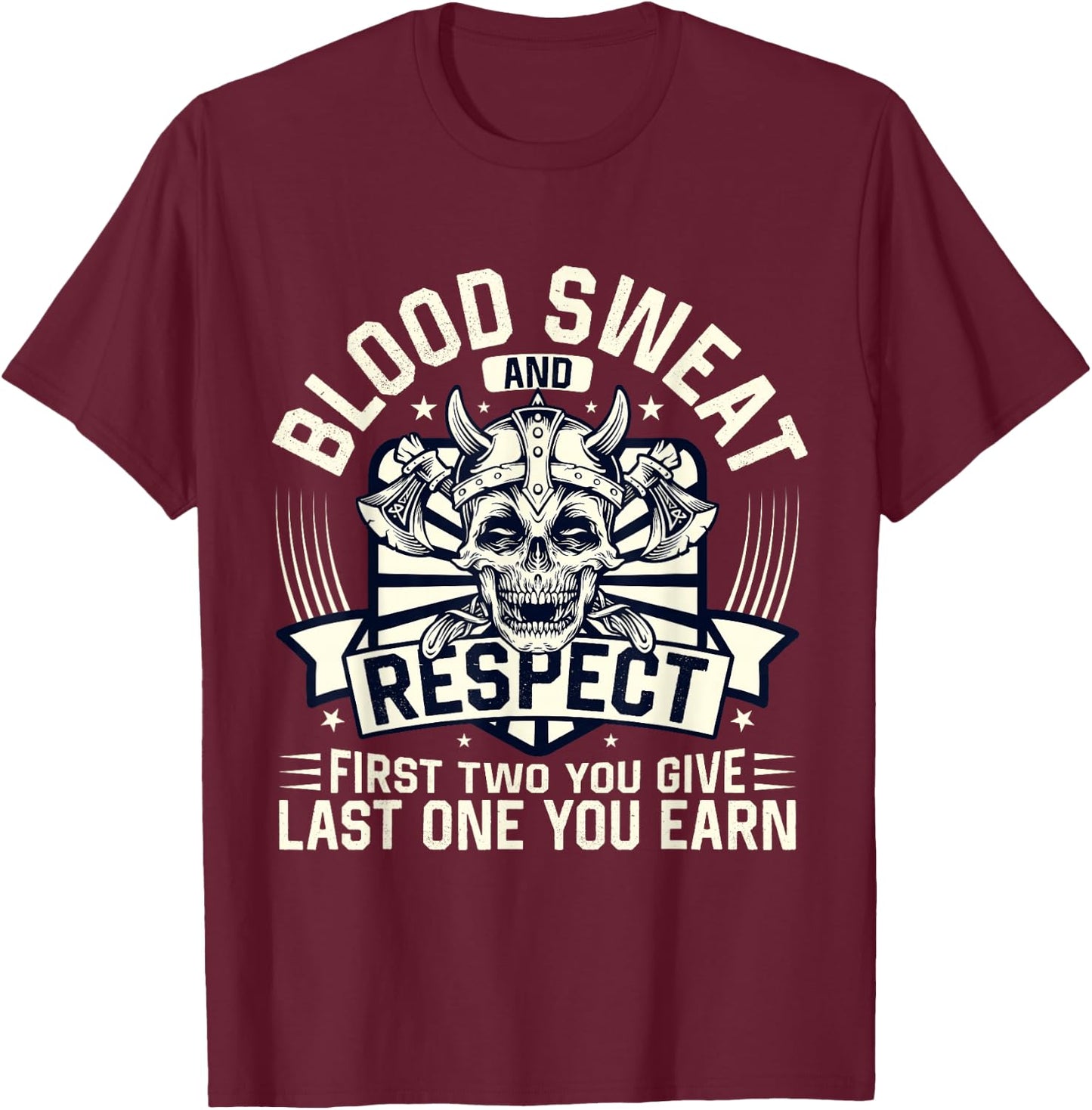 Blood Sweat Respect Powerlifting Fitness Gym Weightlifting T-Shirt - T-Shirt | Maroon