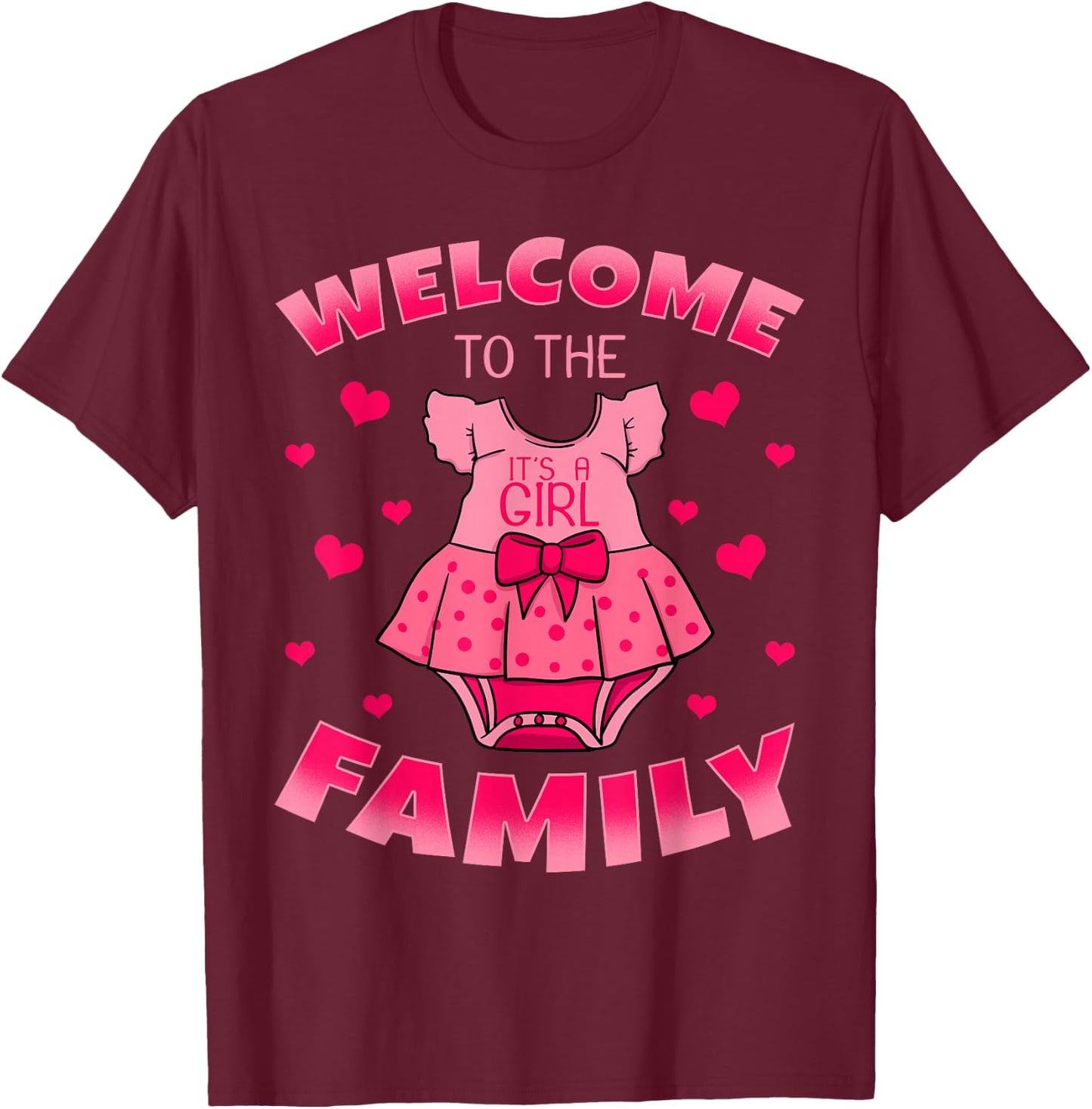 It's A Girl Gender Reveal Baby Shower Daughter Birth Gift T-Shirt - T-Shirt | Maroon