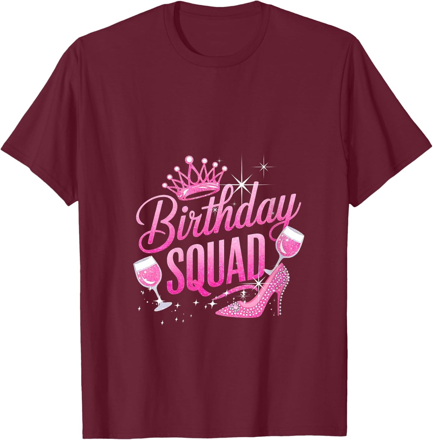 Birthday Squad Crown Elegant High Heels of Diva Grandma Team V-Neck T-Shirt - T-Shirt | Maroon
