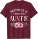 Happiness is being a Auntie Announcement Mothers Day T-Shirt - T-Shirt | Maroon