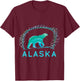 Alaska Ice Bear with Polar Lights and Stars T-Shirt - T-Shirt | Maroon