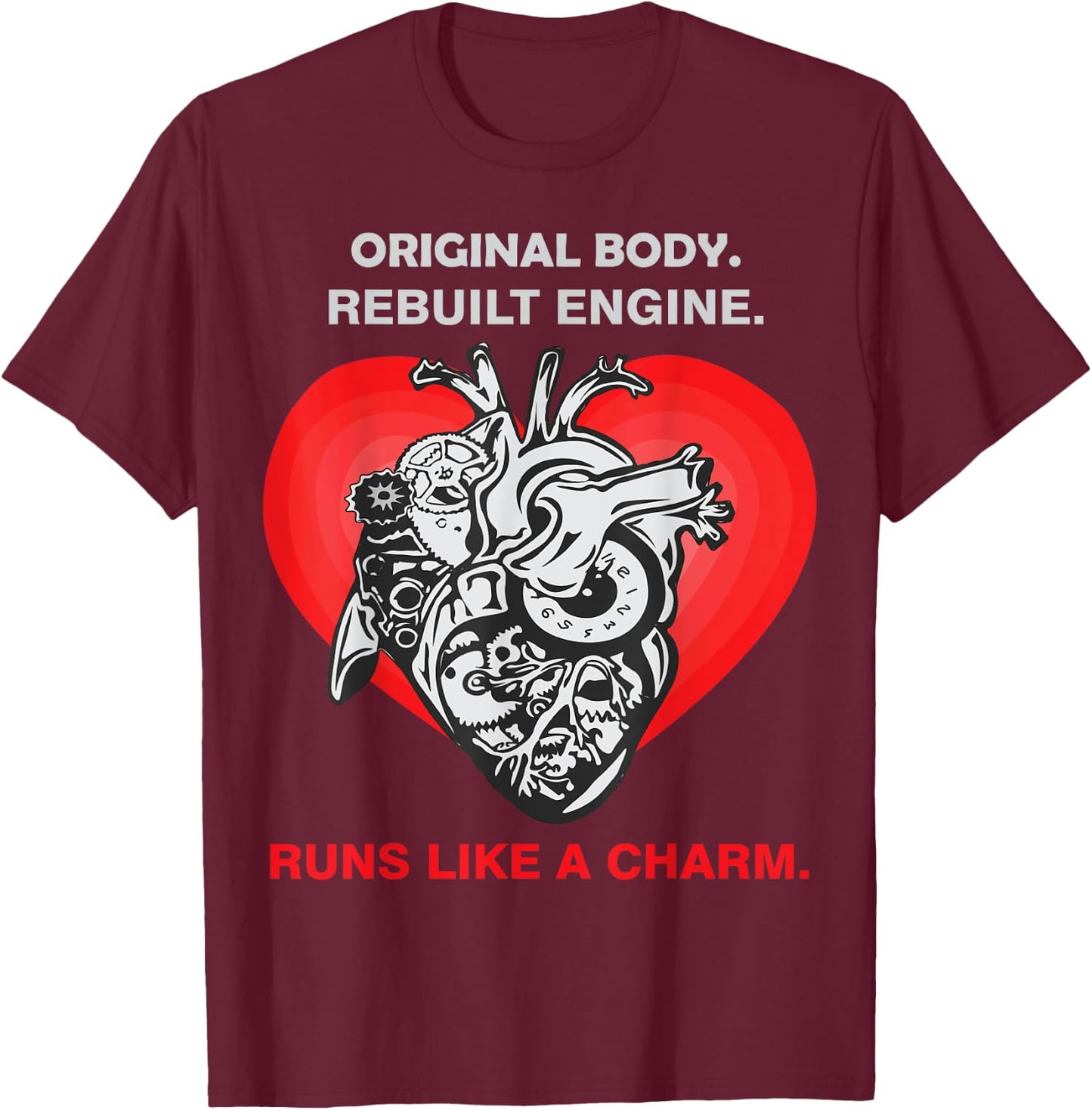 Funny Open Heart Transplant Men Women Heart Attack Survivor T-Shirt - T-Shirt | Maroon