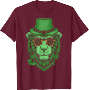 Funny Lion Lover Leprechaun Lion St. Patrick's Day Gift T-Shirt - T-Shirt | Maroon
