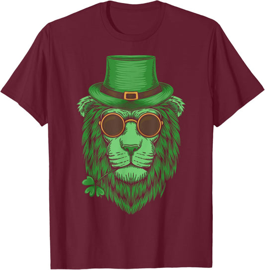 Funny Lion Lover Leprechaun Lion St. Patrick's Day Gift T-Shirt - T-Shirt | Maroon