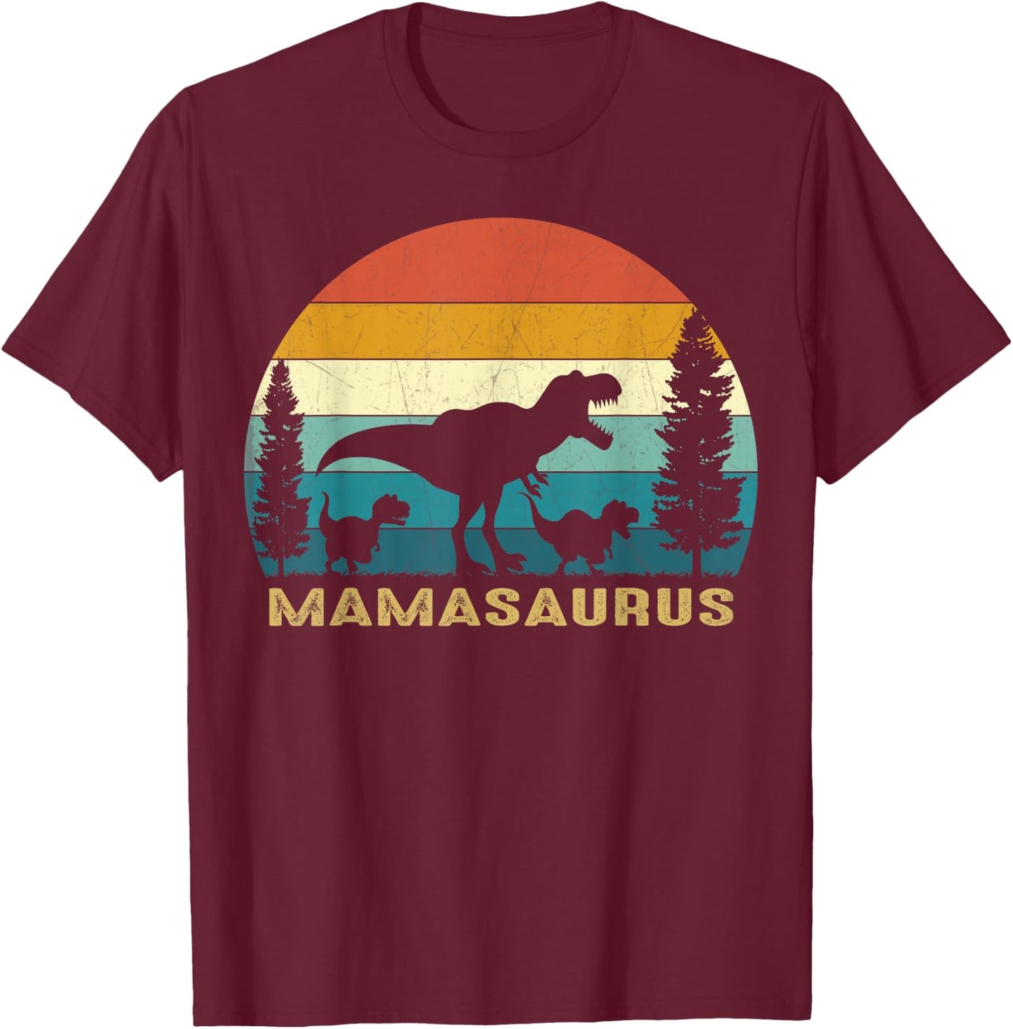 Mamasaurus T Rex Dinosaur Mama Saurus Mother's Day T-Shirt - T-Shirt | Maroon