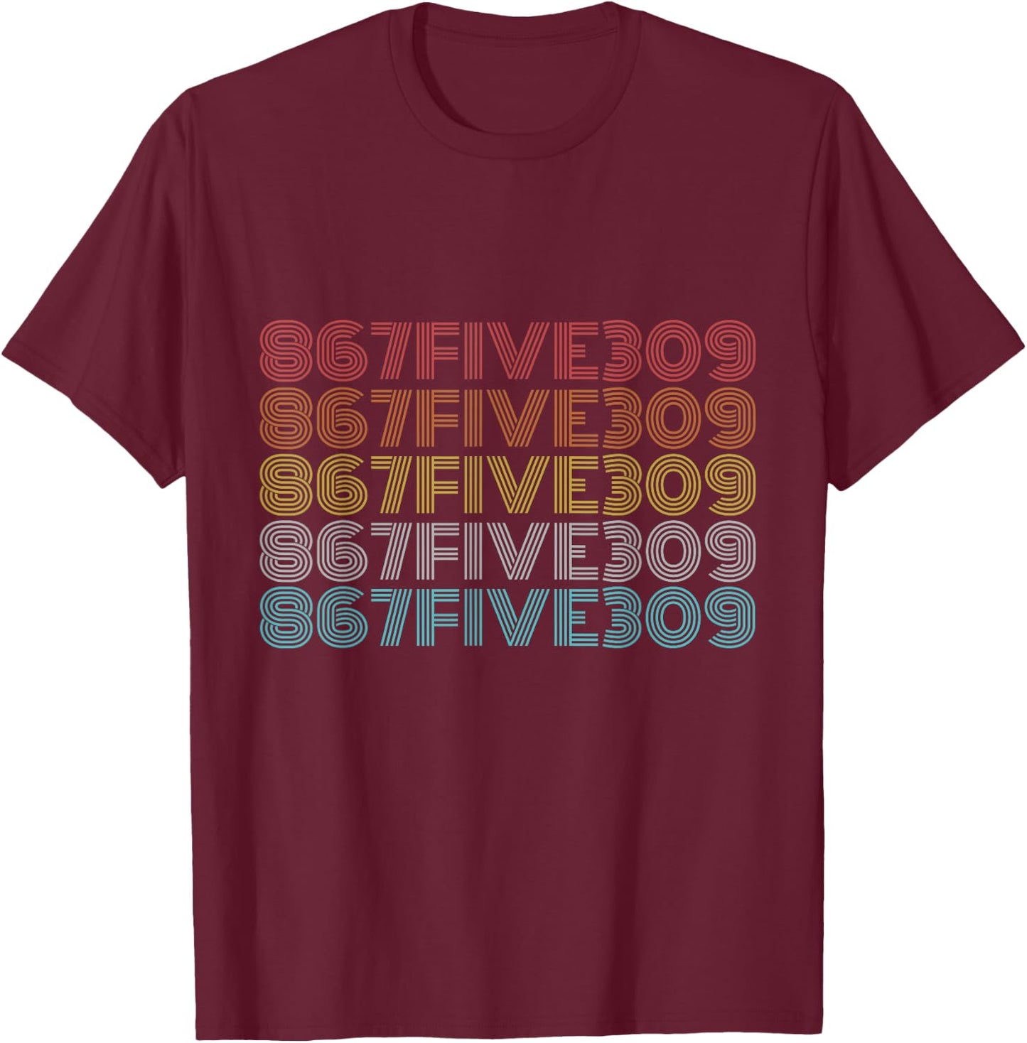 Retro Vintage 867FIVE309 Shirt 8675309 T-Shirt - T-Shirt | Maroon