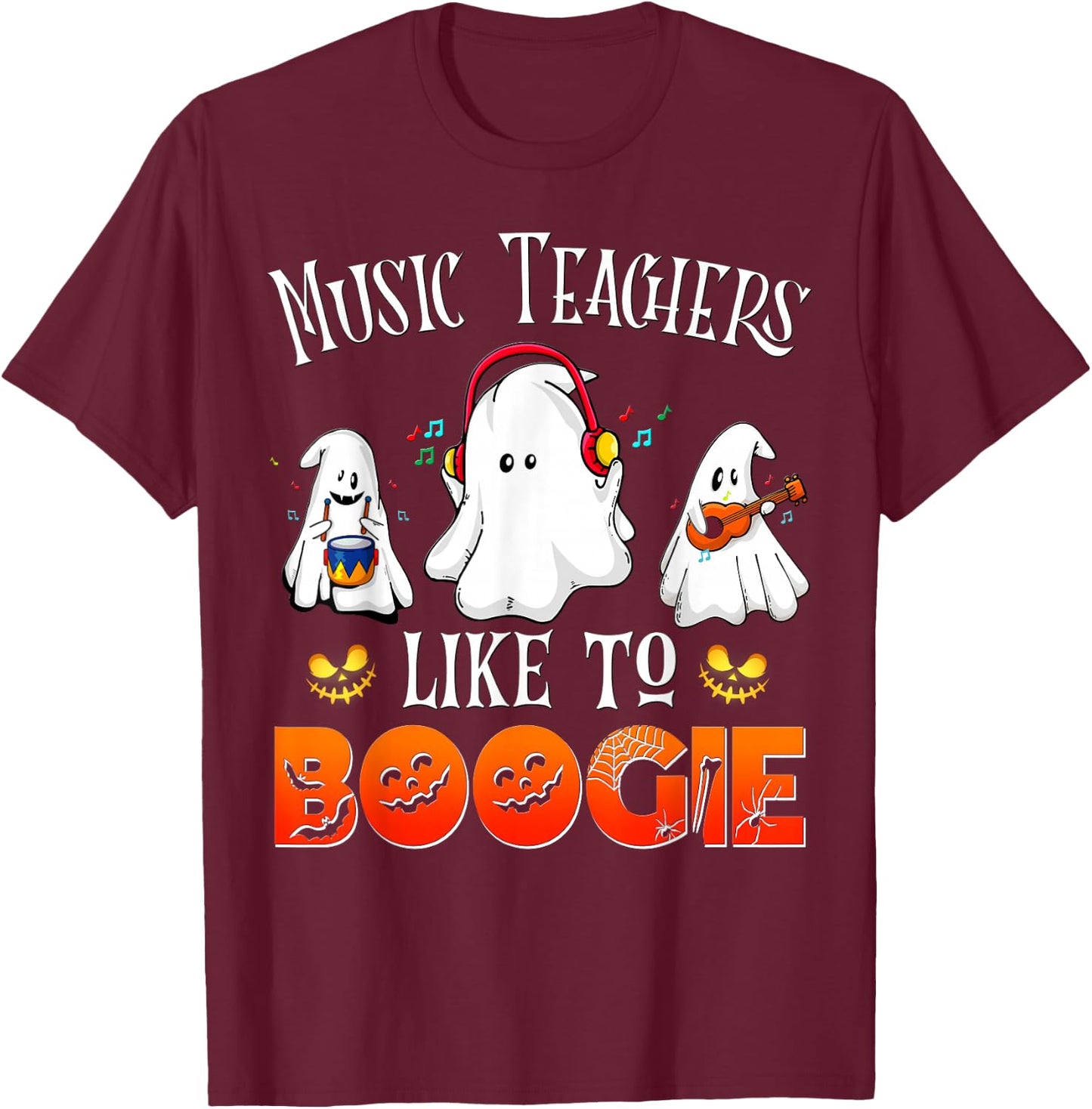 Halloween School Marching Band Music Teachers Like to Boogie Men Women T-Shirt - T-Shirt | Maroon