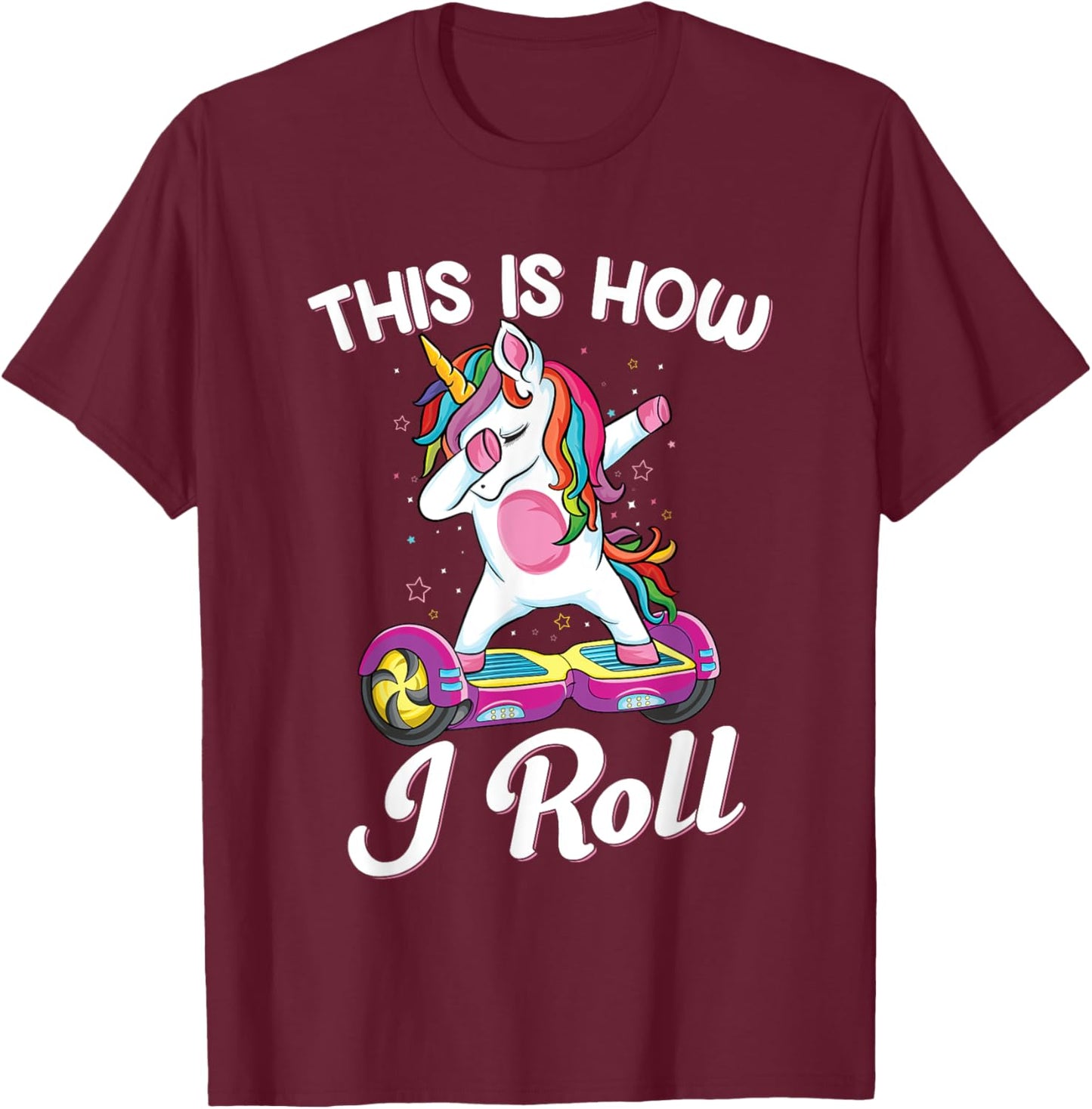 Dabbing unicorn Skater Electric Self Balancing Hoverboard T-Shirt - T-Shirt | Maroon