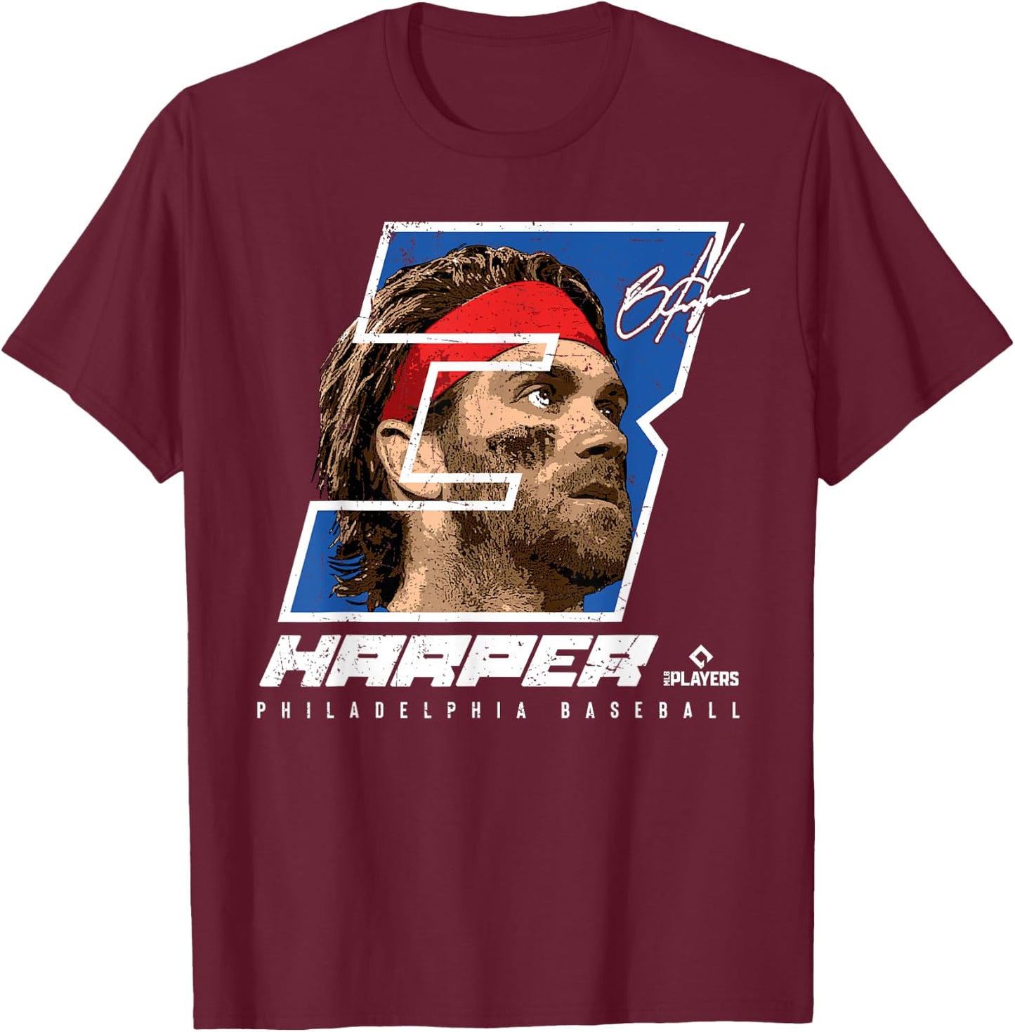 Bryce Harper - Silhouette Bam Bam Philadelphia MLBPA T-Shirt - T-Shirt | Maroon