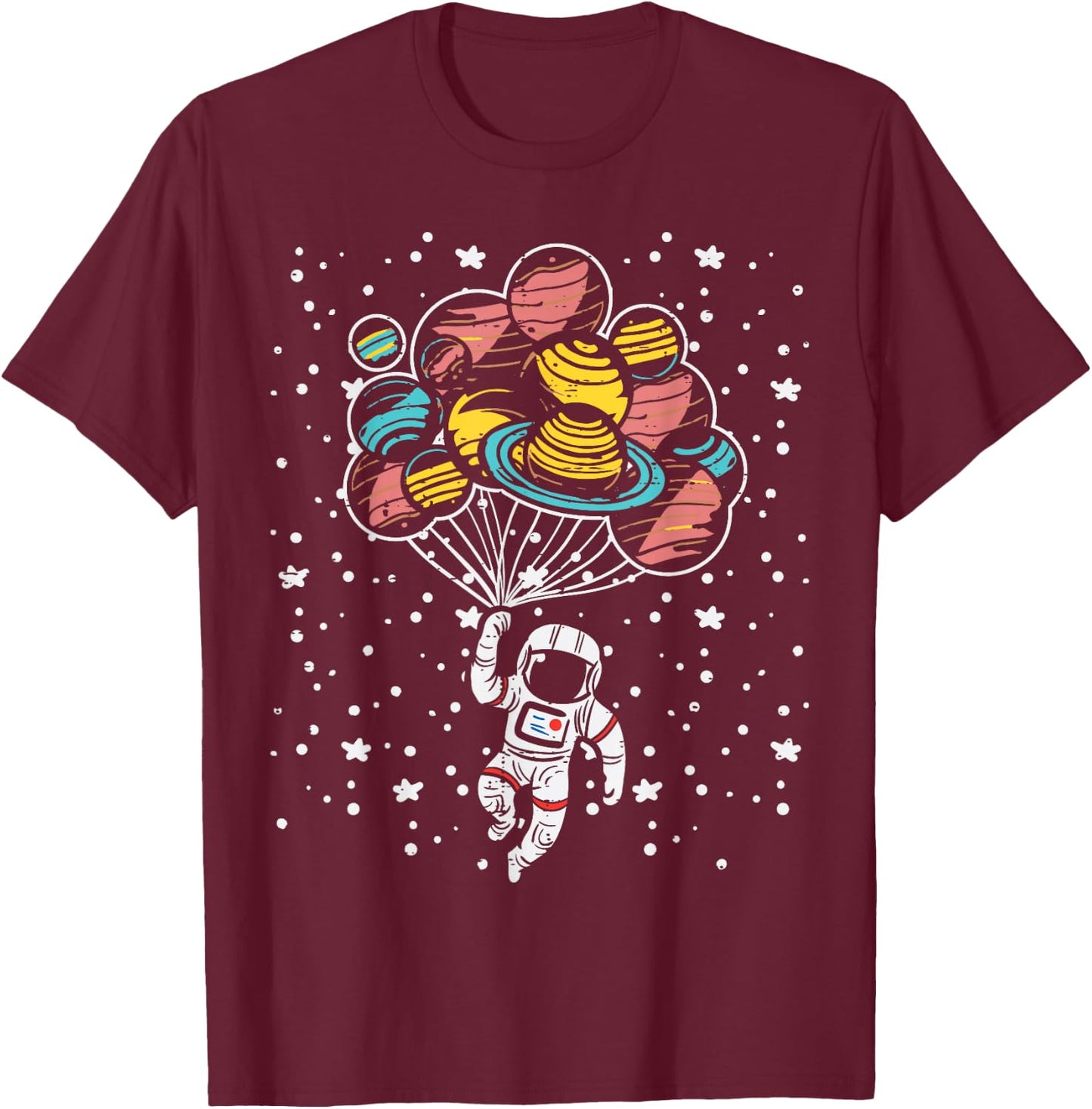 Astronaut Holding Planet Balloons Space Toddler Boys Kids T-Shirt - T-Shirt | Maroon