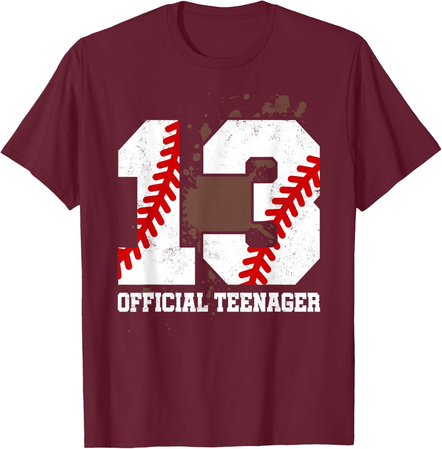 Official Teenager 13th Birthday Baseball 13 Years Old T-Shirt - T-Shirt | Maroon