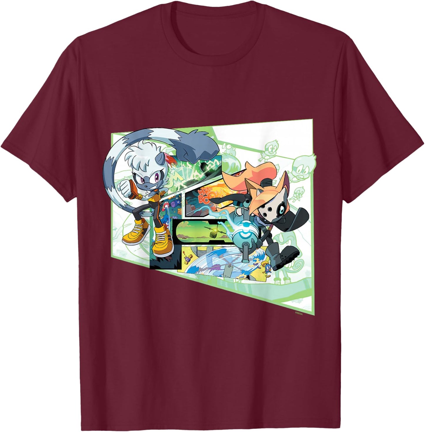 Sonic the Hedgehog Tangle & Whisper Comic T-Shirt - T-Shirt | Maroon