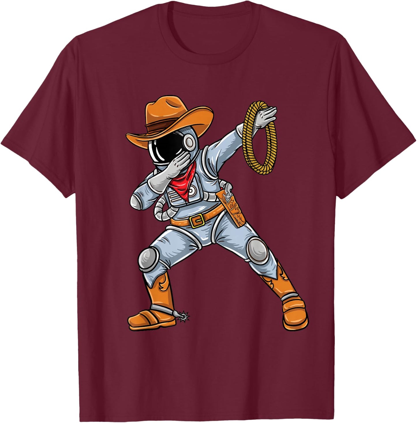 Dabbing Astronaut Cowboy Space Halloween T-Shirt - T-Shirt | Maroon