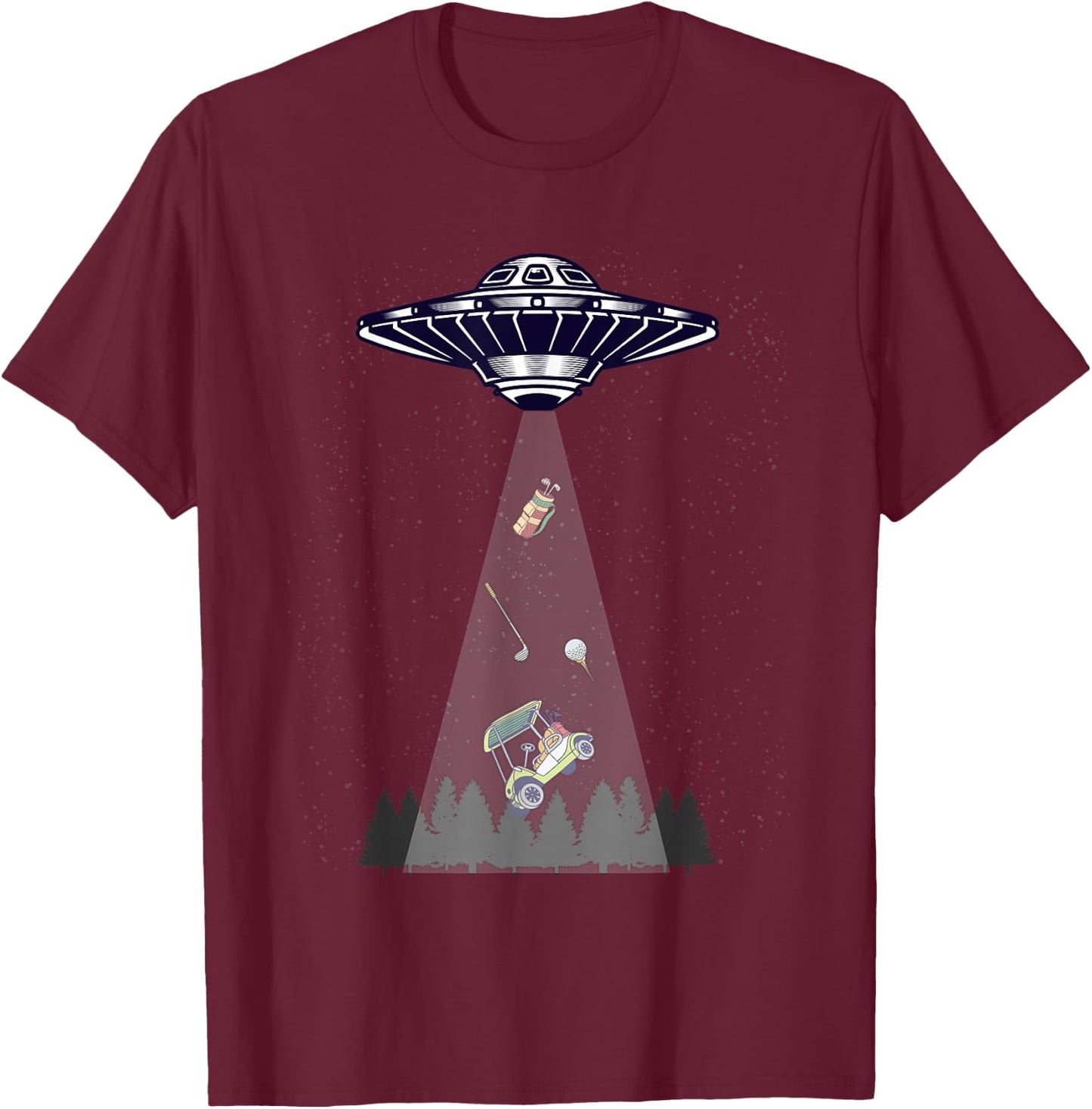 Funny Ufo Golfing Alien Abduction Golf Lover T-Shirt - T-Shirt | Maroon