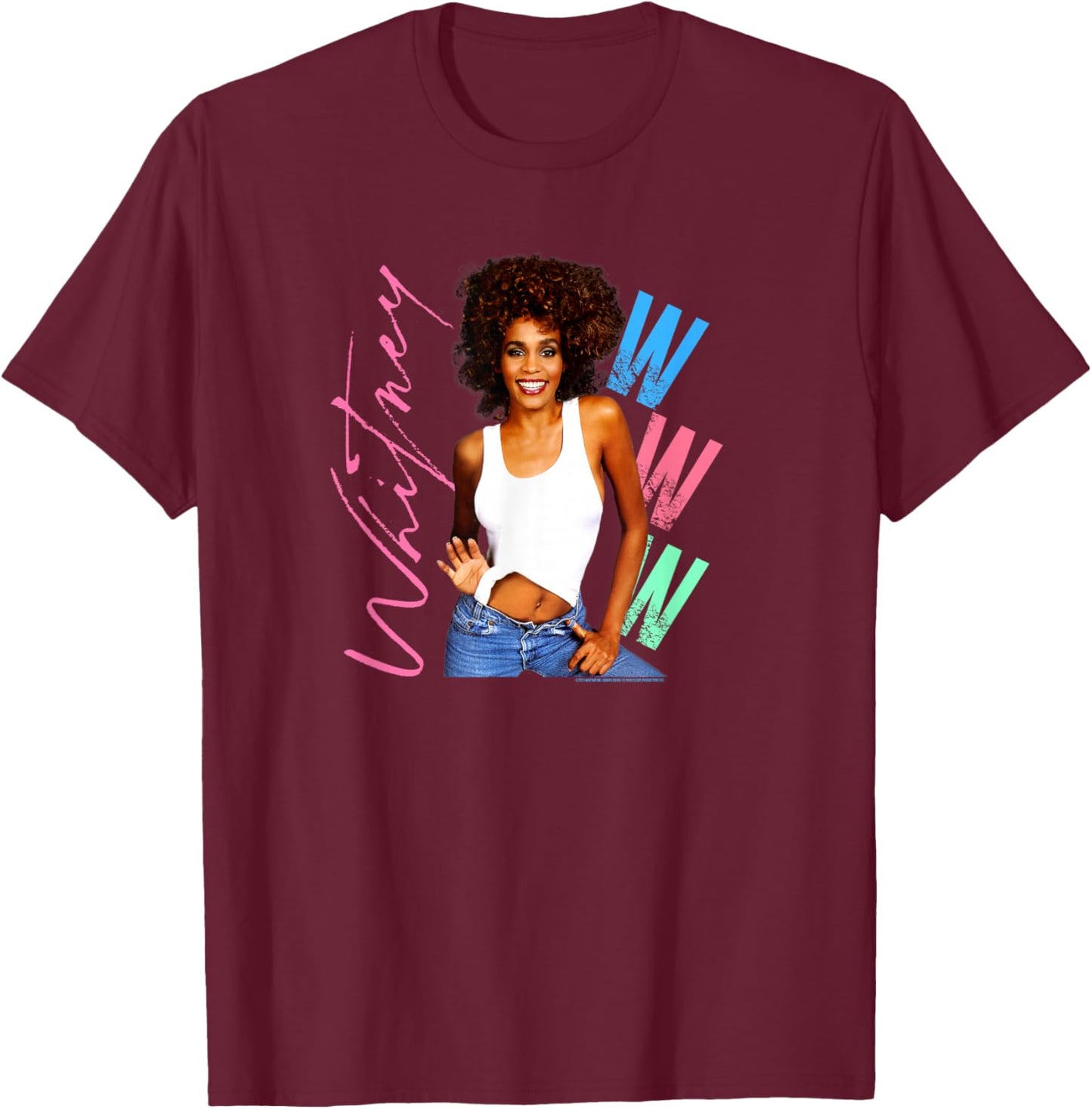 Whitney Houston I Wanna Dance with Somebody Small T-Shirt - T-Shirt | Maroon