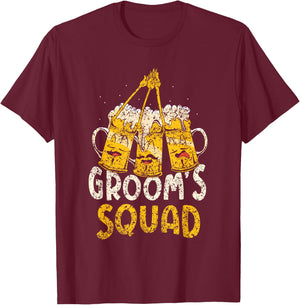 Groom's Squad Groom Party Bride Bachelor Team T-Shirt - T-Shirt | Maroon