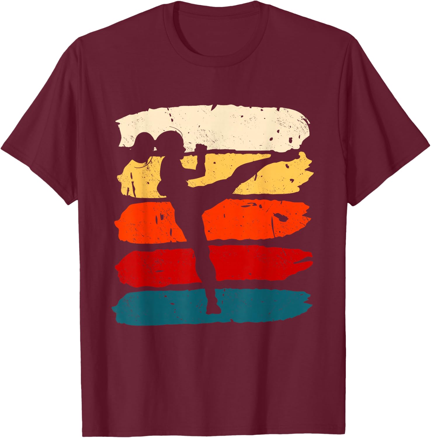 Kickboxing Woman Kickboxer Karate Boxing MMA Fighter T-Shirt - T-Shirt | Maroon