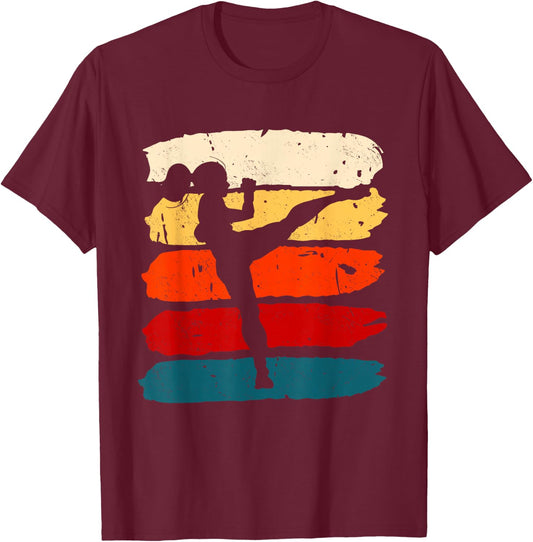 Kickboxing Woman Kickboxer Karate Boxing MMA Fighter T-Shirt - T-Shirt | Maroon