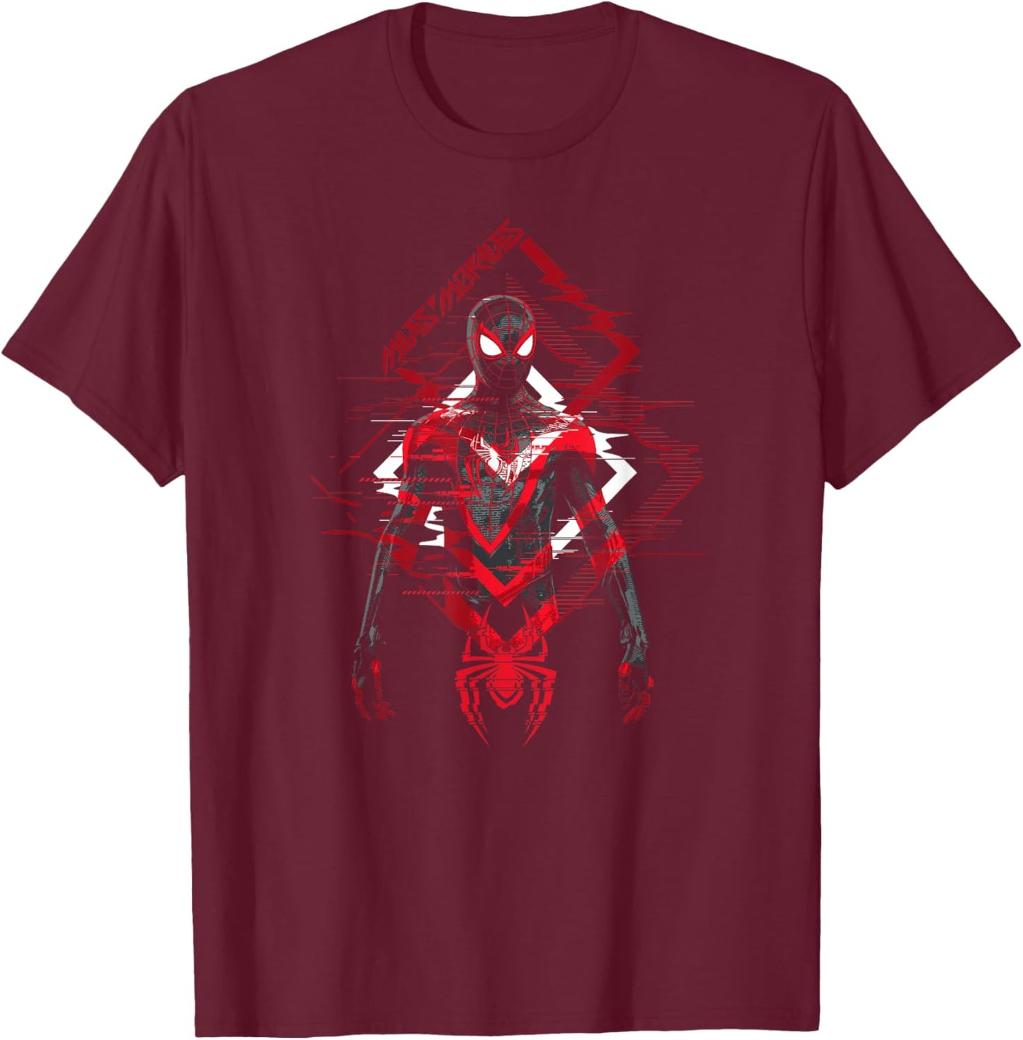 Marvel Spider-Man: Miles Morales Game Spidey Glitch T-Shirt - T-Shirt | Maroon