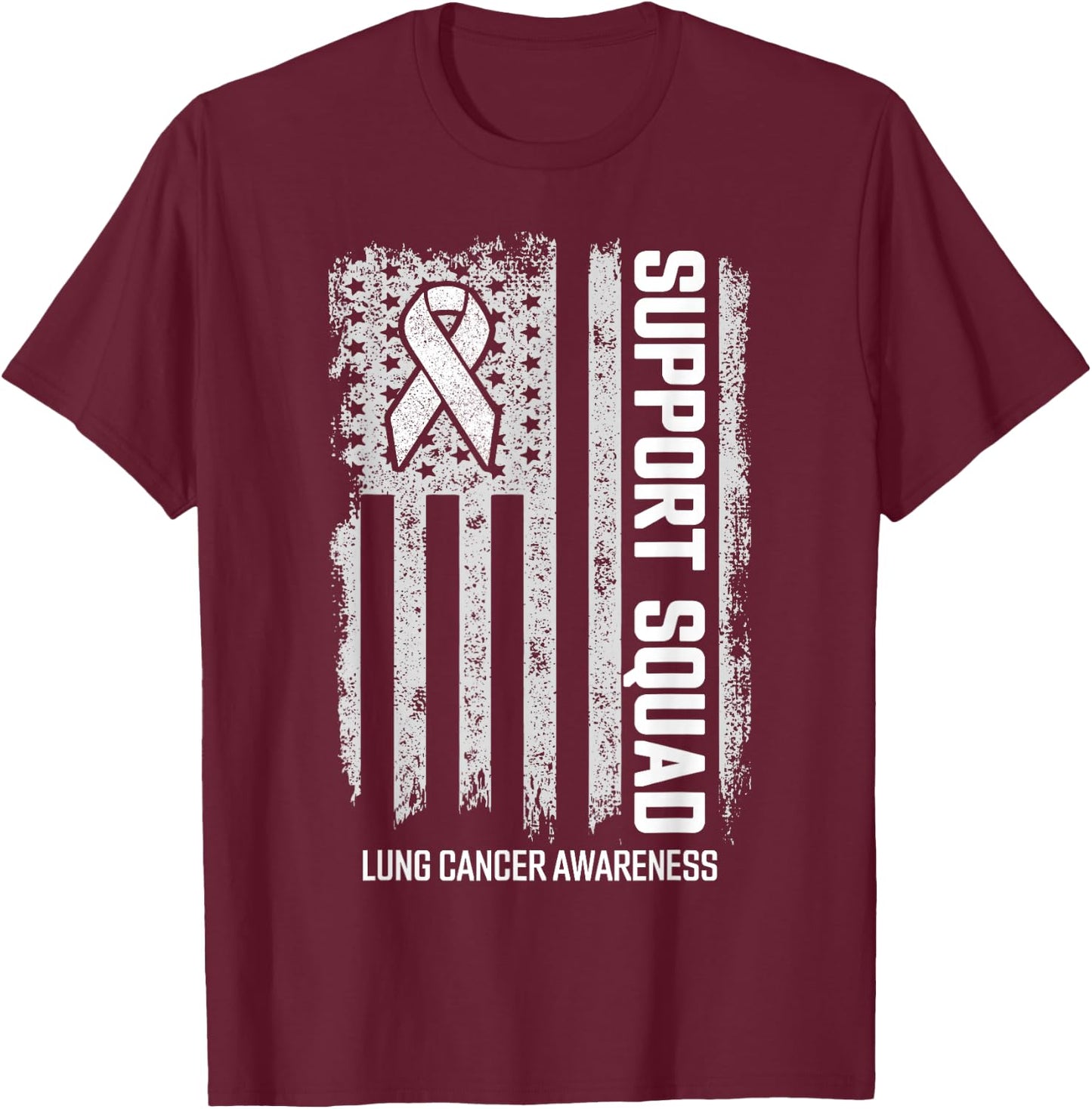 Lung Cancer Shirts Support Squad Lung Cancer Awareness T-Shirt - T-Shirt | Maroon
