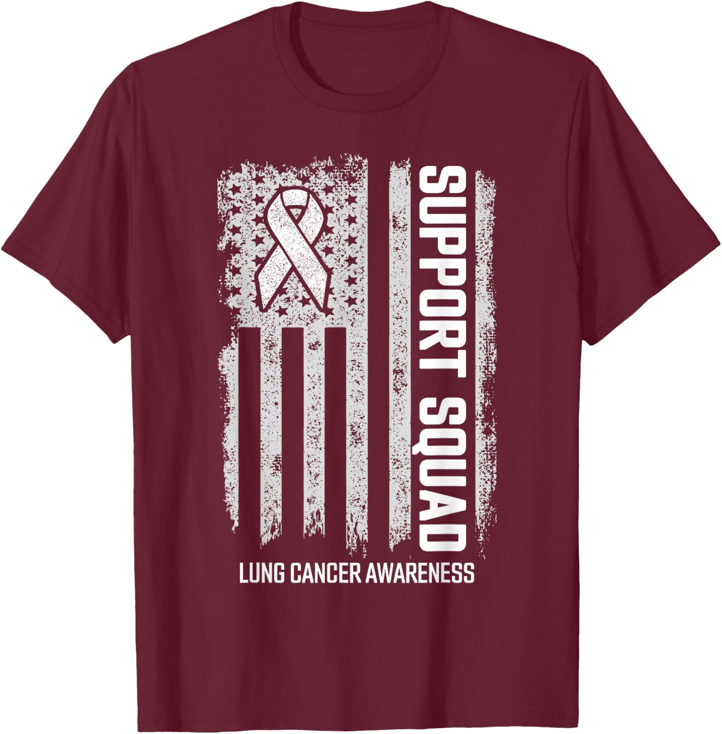 Lung Cancer Shirts Support Squad Lung Cancer Awareness T-Shirt - T-Shirt | Maroon