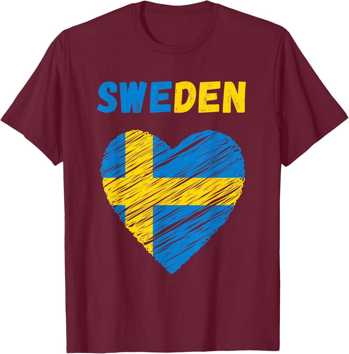 Sweden Flag Holiday Sweden Heart Swedish Flag T-Shirt - T-Shirt | Maroon