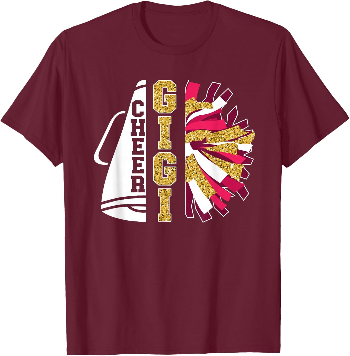 Cute Cheer Gigi Of A Cheerleader Gigi Grandma T-Shirt - T-Shirt | Maroon
