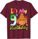 Kids Chicken 9th Birthday 9 Years Old Girls Chicken Birthday T-Shirt - T-Shirt | Maroon