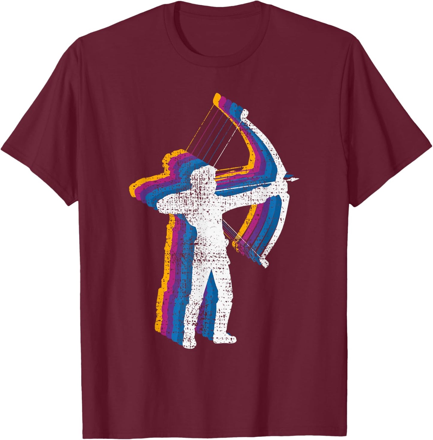 Blue Retro Vintage Archery Bow Hunting T-Shirt - T-Shirt | Maroon