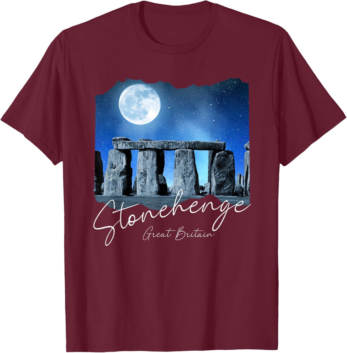 Stonehenge England Souvenir - Stonehenge At Night T-Shirt - T-Shirt | Maroon