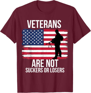 Veterans are Not Suckers Or Losers Biden 2020 Anti Trump T-Shirt - T-Shirt | Maroon