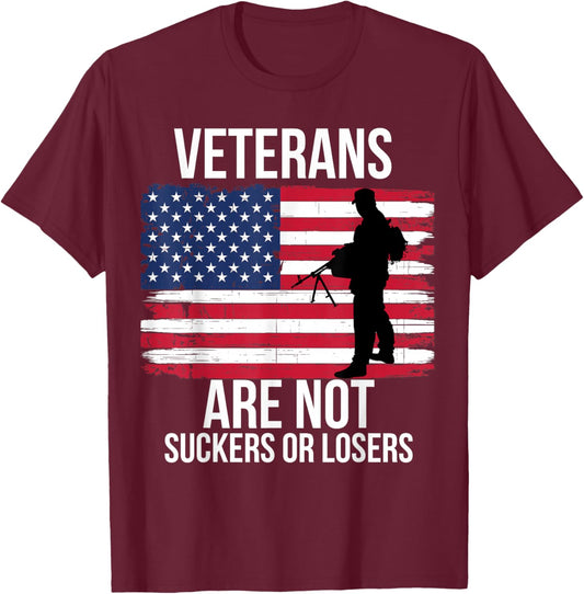 Veterans are Not Suckers Or Losers Biden 2020 Anti Trump T-Shirt - T-Shirt | Maroon