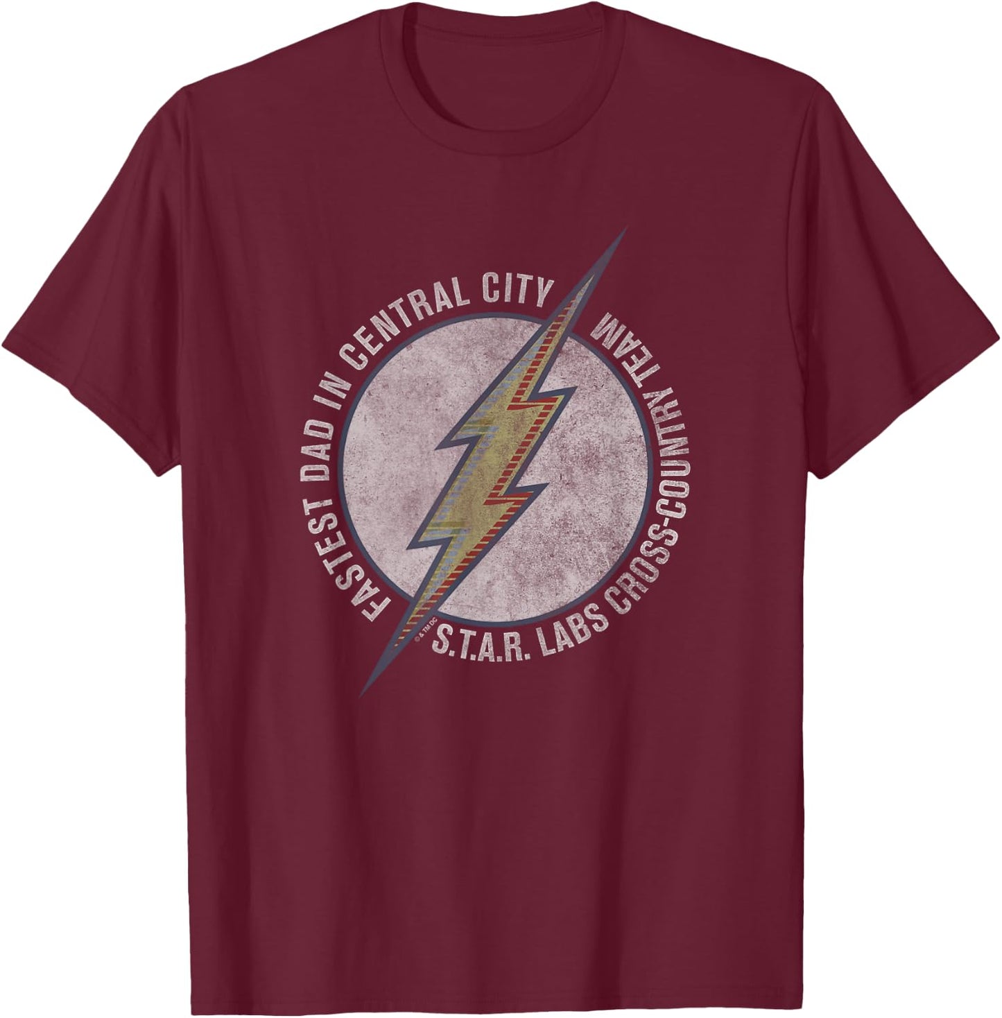 The Flash Father's Day Fastest Dad in Central City T-Shirt - T-Shirt | Maroon