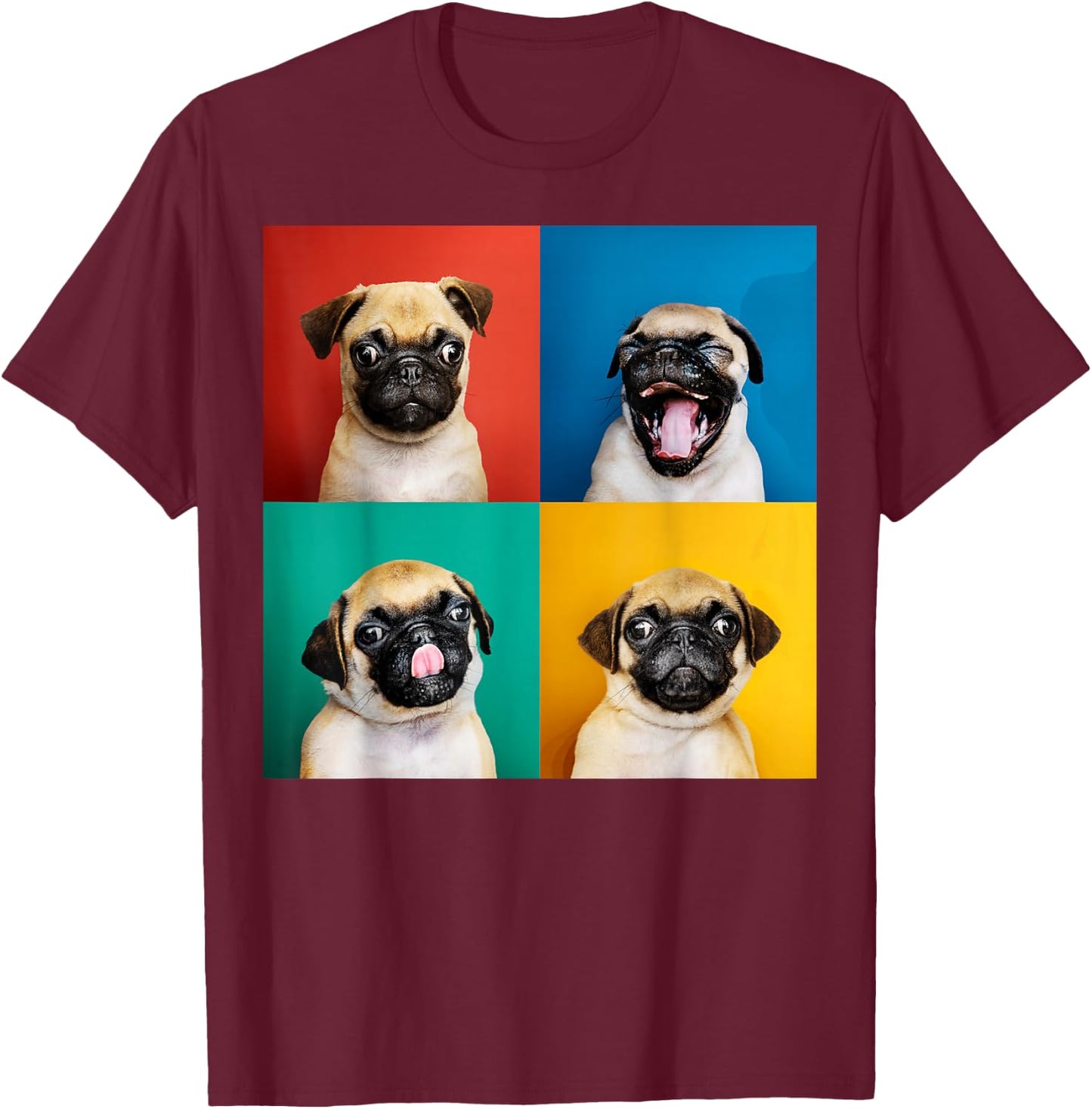 Pug Puppy Portrait Photos Carlino for Dog Lovers Small T-Shirt - T-Shirt | Maroon