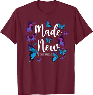 Christian Bible Verse Quote Butterfly 2 Corinthians 5:17 T-Shirt - T-Shirt | Maroon