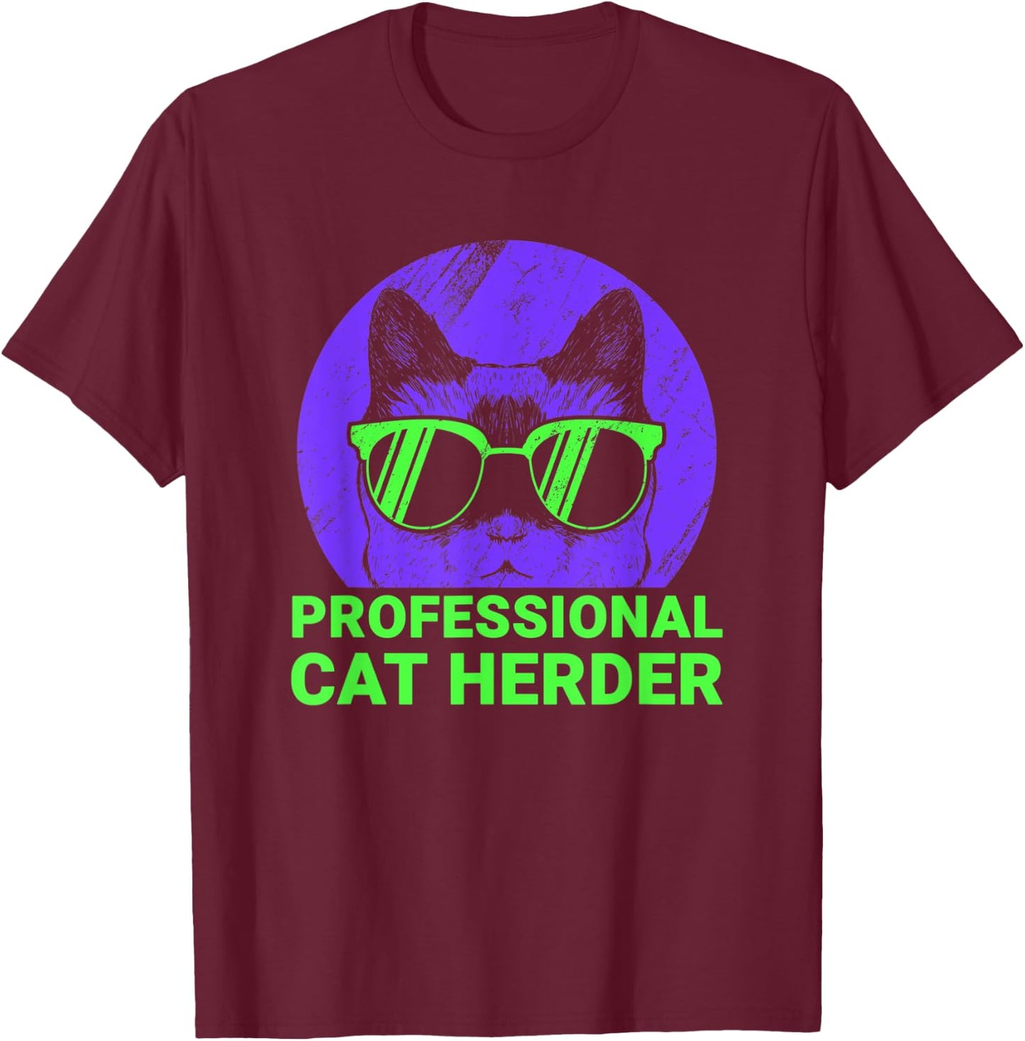 Professional Cat Herder Cute Cat With Sunglasses 80s style Women Kids T-Shirt - T-Shirt | Maroon