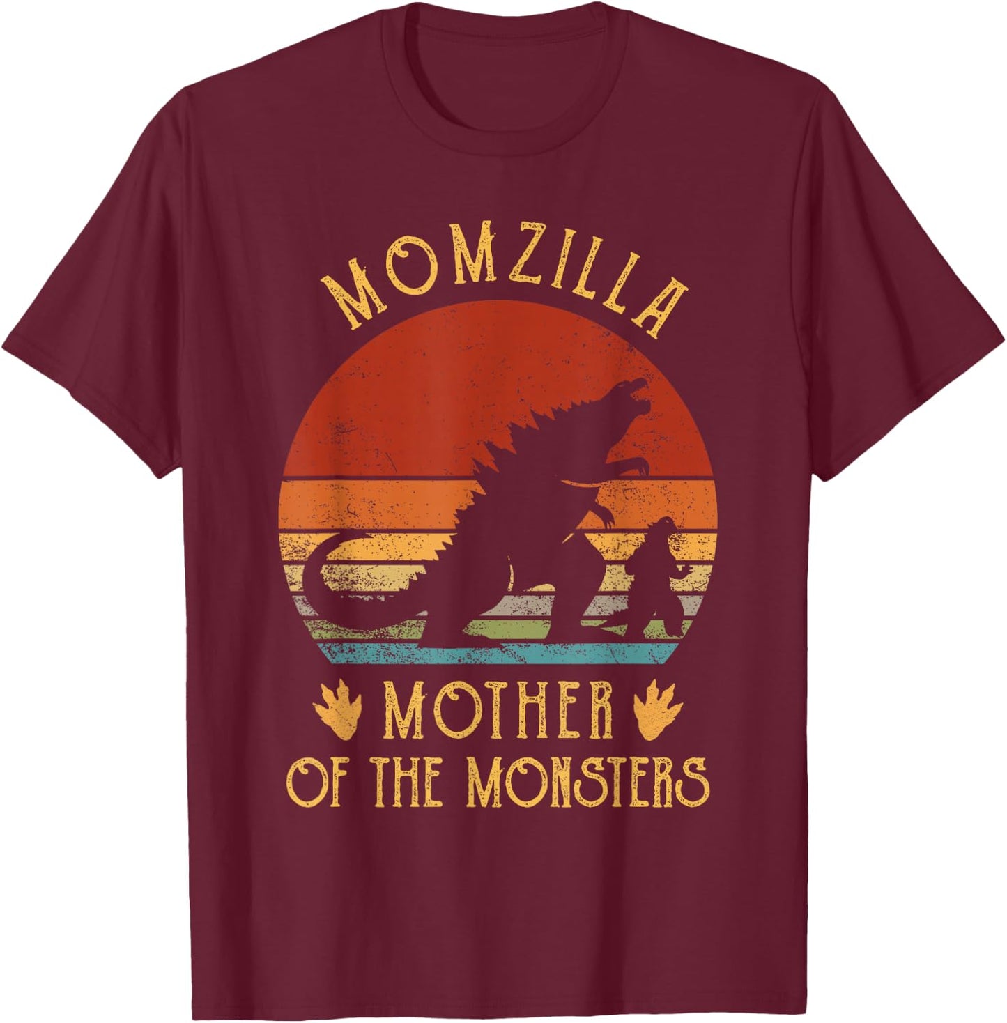 Women Momzilla Mother Of Monsters Vintage Mom Mothers Day T-Shirt - T-Shirt | Maroon