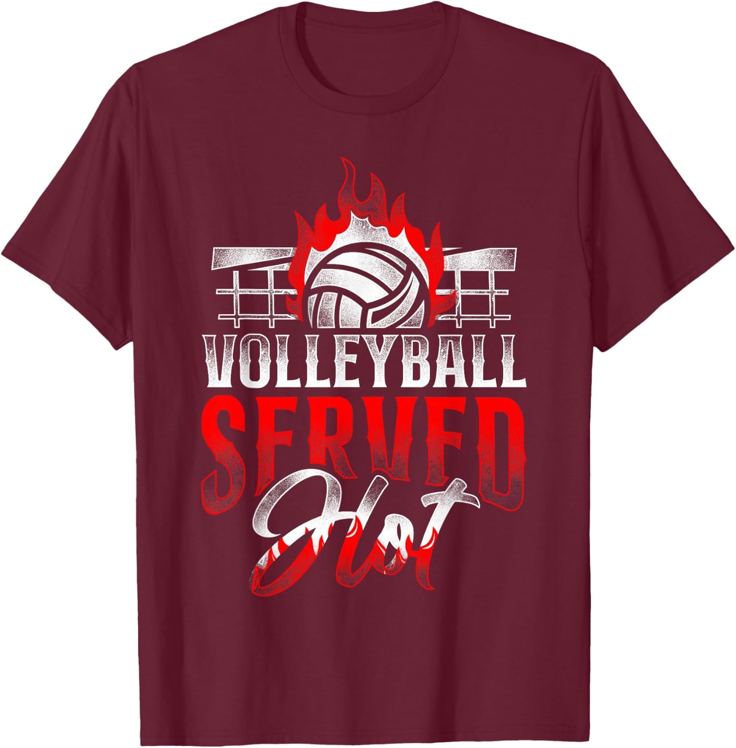 Volleyball Player Team Vintage Volleyball Served Hot T-Shirt - T-Shirt | Maroon