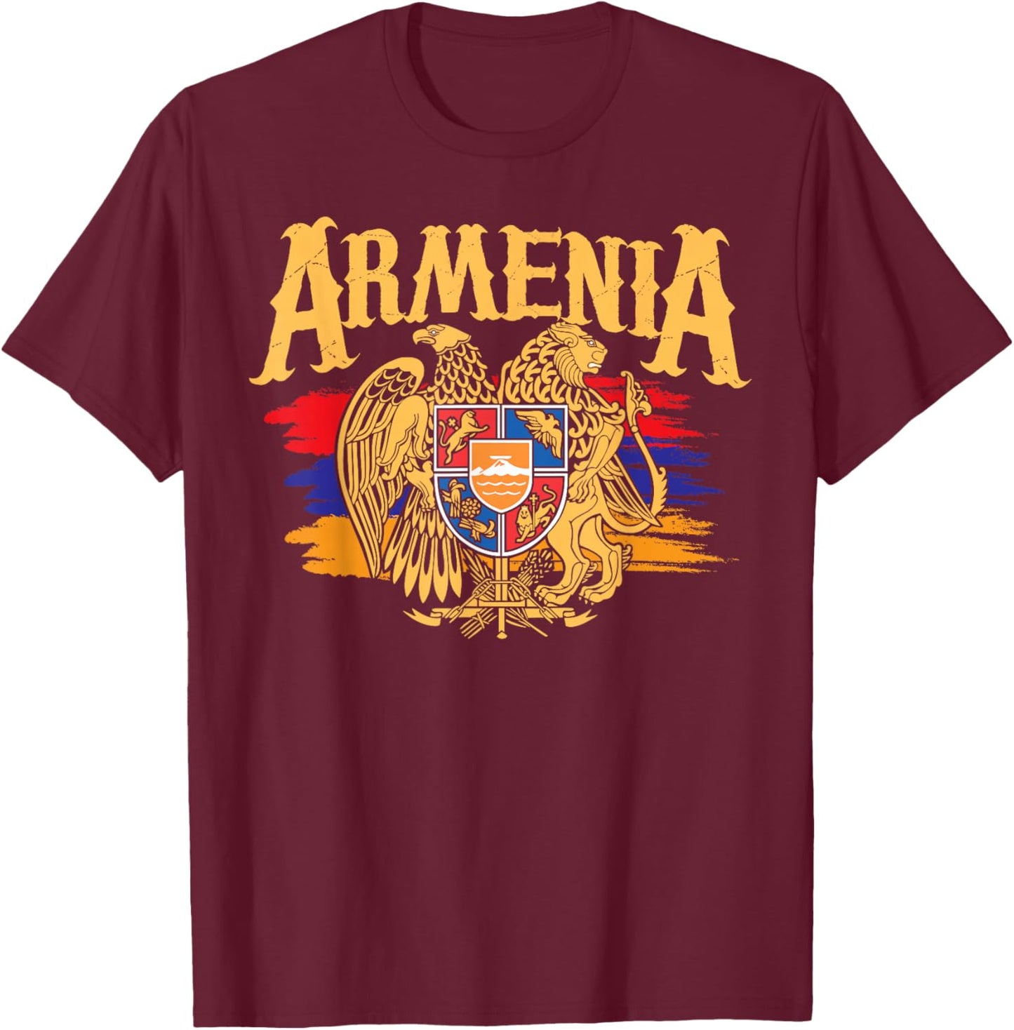 Distressed Armenia Flag - Armenian Diaspora Country Nation T-Shirt - T-Shirt | Maroon