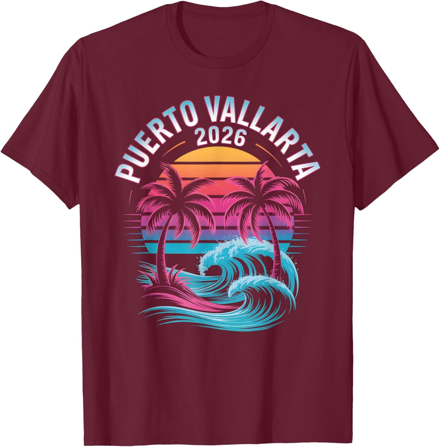 Kids Puerto Vallarta 2026 Vacation Beach Travel Besties T-Shirt - T-Shirt | Maroon