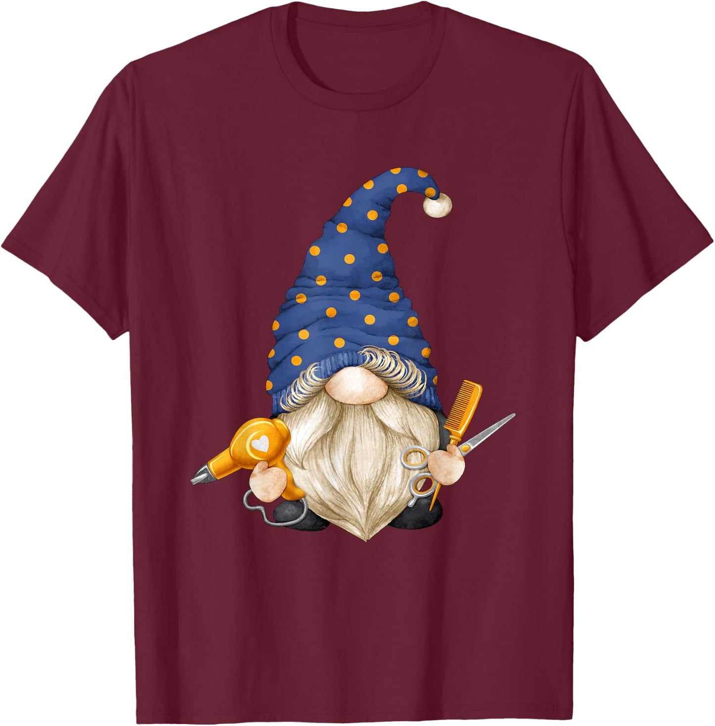 Funny Barber Gnome For Hairdresser With Hairstylist Gnome T-Shirt - T-Shirt | Maroon