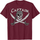 Pirate Ship Captain Skull & Cutlasses Jolly Roger T-Shirt - T-Shirt | Maroon