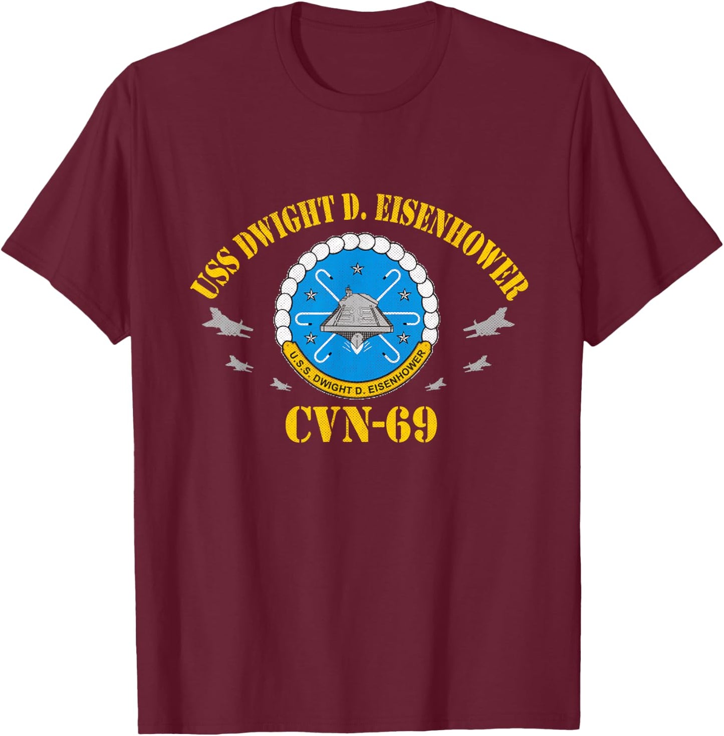 USS Dwight D. Eisenhower CVN-69 Aircraft Carrier Veteran T-Shirt - T-Shirt | Maroon