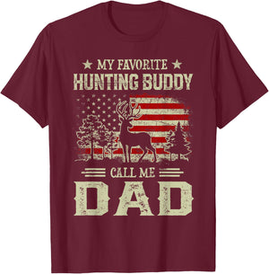 Hunting Buddy Shirt | My Favorite Hunting Buddy Calls Me Dad T-Shirt - T-Shirt | Maroon