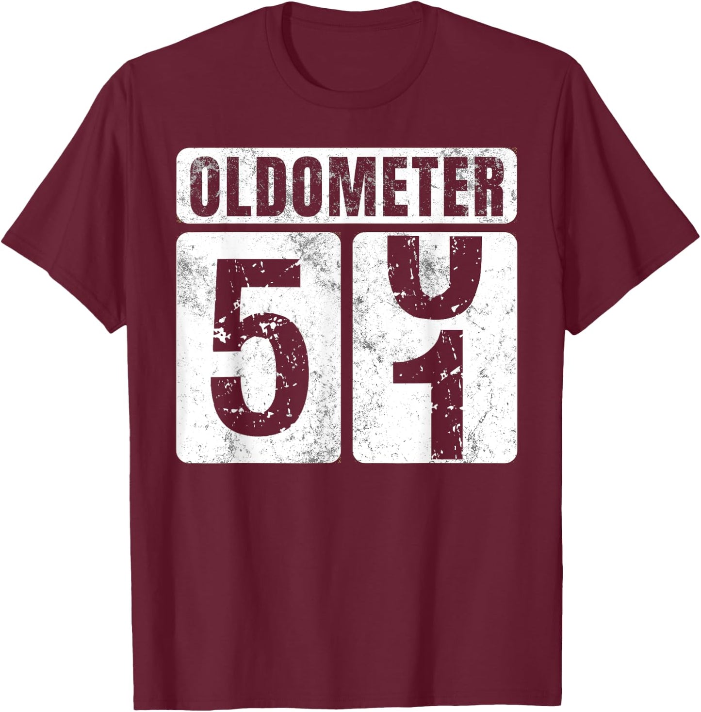 Oldometer 51 Shirt Vintage Funny 51st Birthday Gift T-Shirt - T-Shirt | Maroon