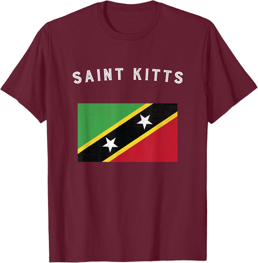 Saint Kitts Flag T-Shirt - T-Shirt | Maroon