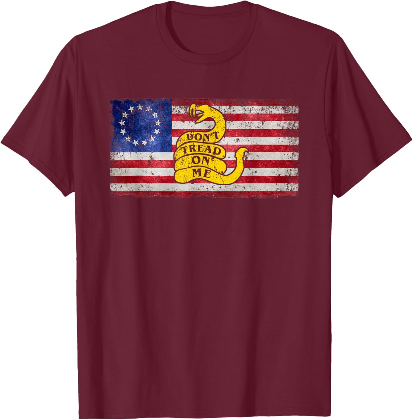 Betsy Ross Flag Dont Tread Patriotic on Me Women T-Shirt - T-Shirt | Maroon